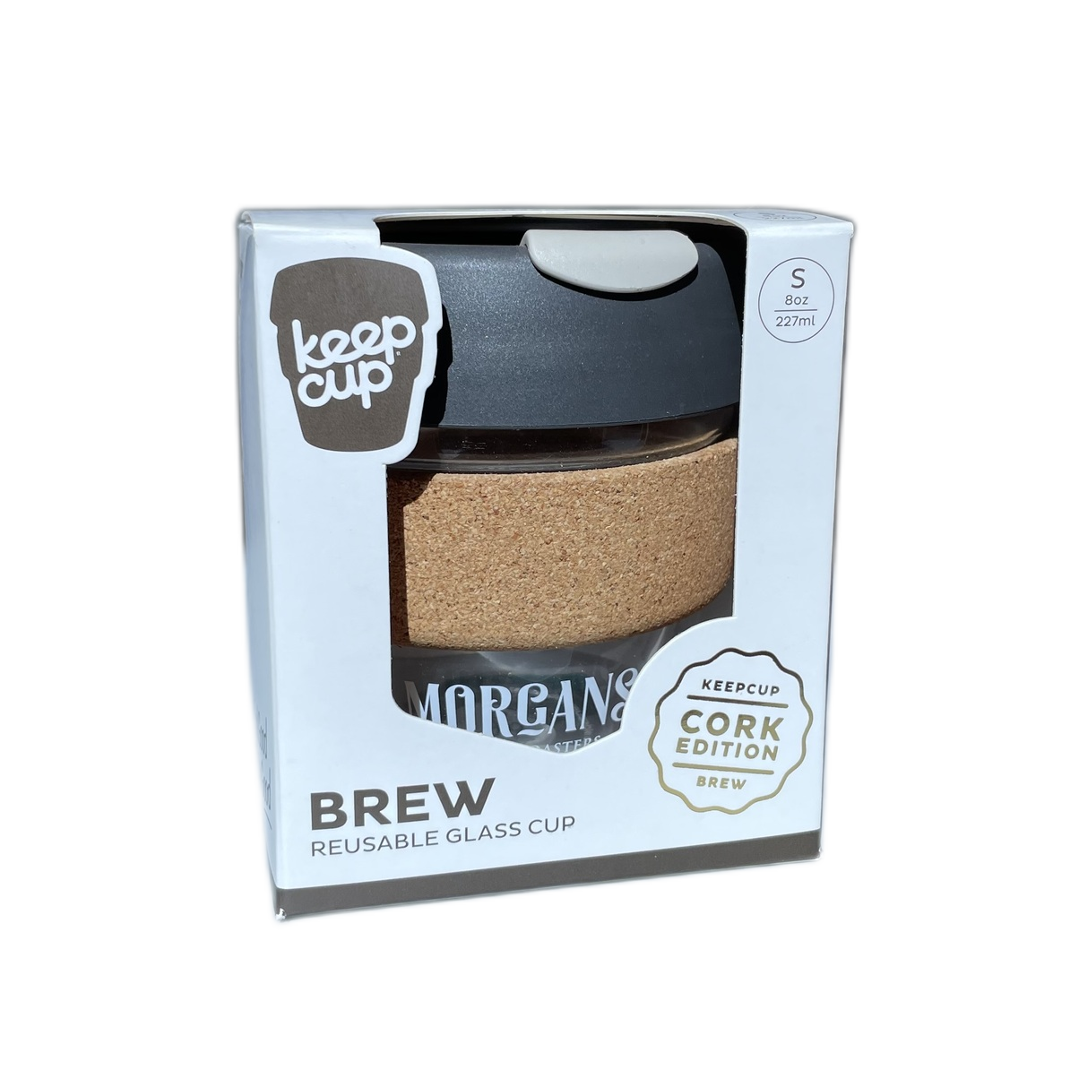 Morgans Glass Keep Cup With Cork Band 8oz/227ml