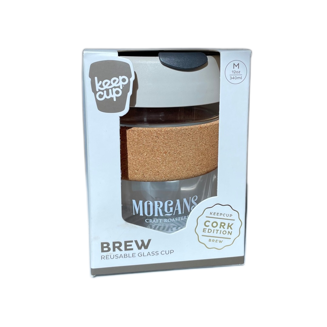 Morgans Glass Keep Cup With Cork Band 12oz/340ml